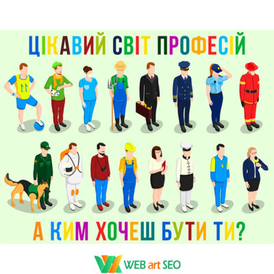 Наклейки на стіну - Цікавий світ професій - Оформлення стін, на двері, вікна - Дизайн