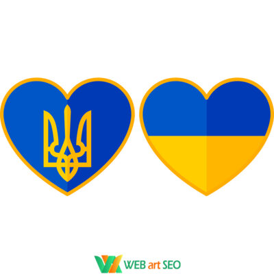 Наклейки патриотические - Трезубец и Флаг в сердцах